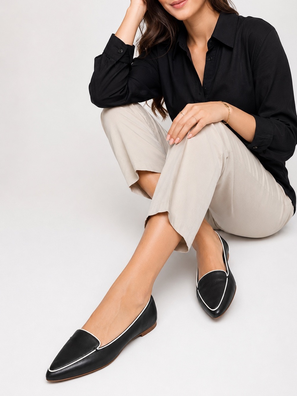 J. Crew Edie Black Leather Pointed Toe 6.5
